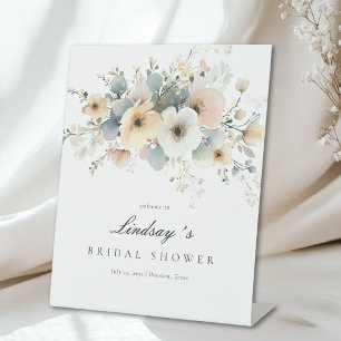 Soft Bloom Elegant Bridal Shower Welcome Pedestal Sign