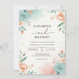 Soft Bloom Wash Botanical Wedding Invitation