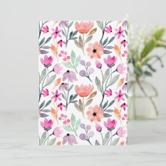 Soft Bloom Watercolor Flower Pattern Pastel  Invitation