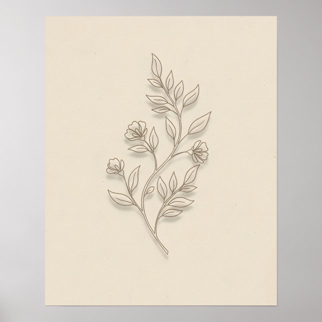 Soft Blooms Minimal Floral Bathroom Wall Art (Front)