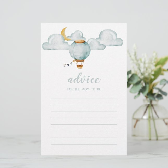 Soft Blue Advice for the Mum-To-Be Card - Baby (Standing Front)