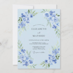 Soft Blue Airy Spring Wedding Invitation