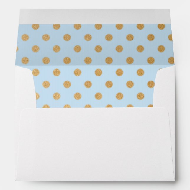 Soft blue and faux gold foil dots 5x7 envelope (Back (Bottom))