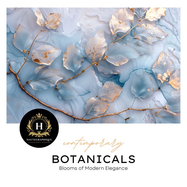 Soft Blue and Gold Botanical Decoupage Tissue Paper (Creator Uploaded)