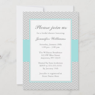 Soft Blue and Grey Chevron Bridal Shower Invitation