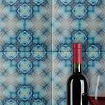 Soft Blue and Indigo Abstract Geometric Pattern Tile<br><div class="desc">This ceramic tile features a complex, symmetrical geometric pattern that is central to its design. At the heart of the pattern is a star-like figure marked by an ‘X’ shape, encased within multiple concentric hexagons. Each layer of the design showcases a gradient of blue hues, ranging from the softest azure...</div>