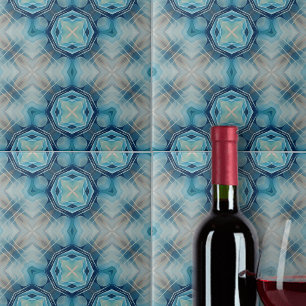 Soft Blue and Indigo Abstract Geometric Pattern Tile