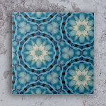 Soft Blue and Indigo Geometric Shapes Floral Motif Tile<br><div class="desc">This ceramic tile features a geometric pattern chraacterised symmetrical, floral-inspired motifs. The motifs are rendered in varying shades of blue, creating a calming and serene visual effect. Dark outlines define the shapes and elements within the pattern, providing contrast and depth to the design. This tile is a perfect choice for...</div>