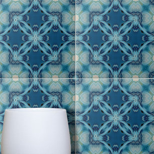 Soft Blue and Indigo Mosaic Geometric Pattern Tile