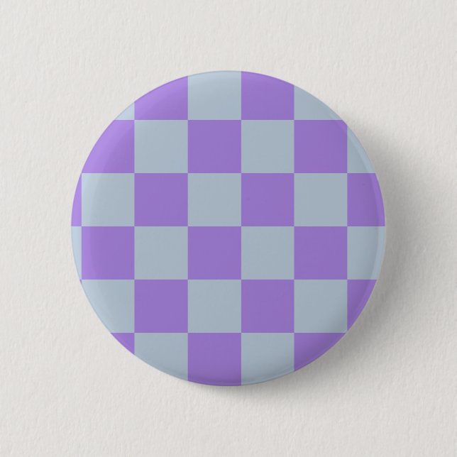 Soft Blue and Lavender Chequered 6 Cm Round Badge (Front)