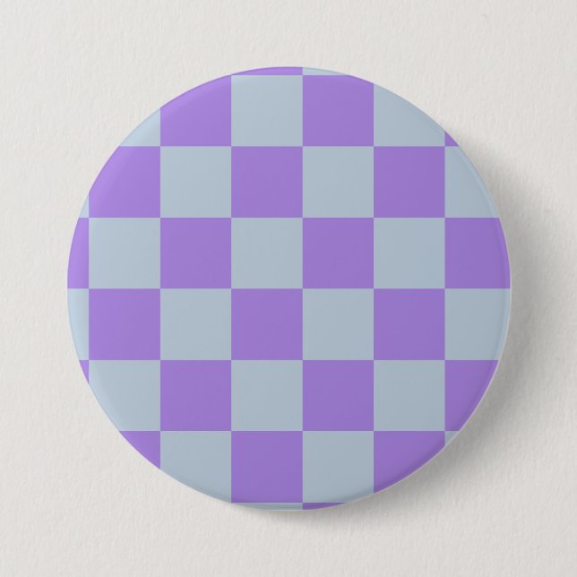 Soft Blue and Lavender Chequered 7.5 Cm Round Badge (Front)