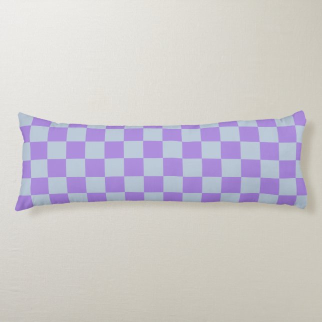 Soft Blue and Lavender Chequered Body Cushion (Front)