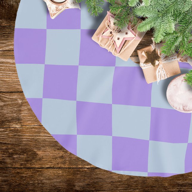Soft Blue and Lavender Chequered Brushed Polyester Tree Skirt (Creator Uploaded)