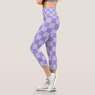 Soft Blue and Lavender Chequered Capri Leggings