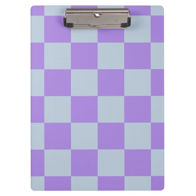 Soft Blue and Lavender Chequered Clipboard (Front)