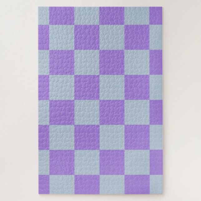 Soft Blue and Lavender Chequered Jigsaw Puzzle (Vertical)
