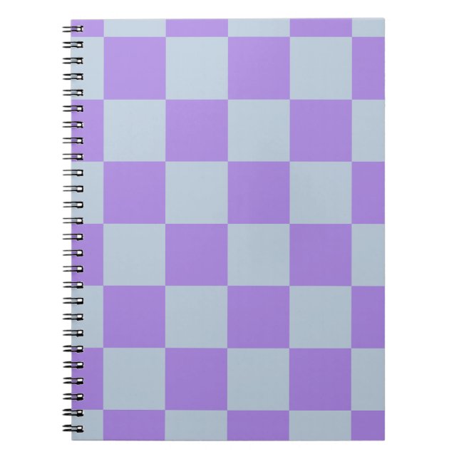 Soft Blue and Lavender Chequered Notebook (Front)