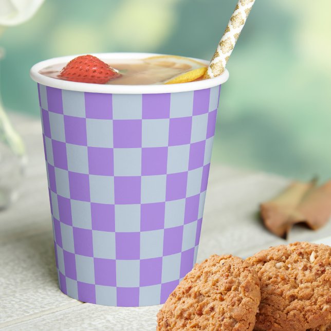Soft Blue and Lavender Chequered Paper Cups (Creator Uploaded)