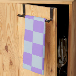 Soft Blue and Lavender Chequered Tea Towel