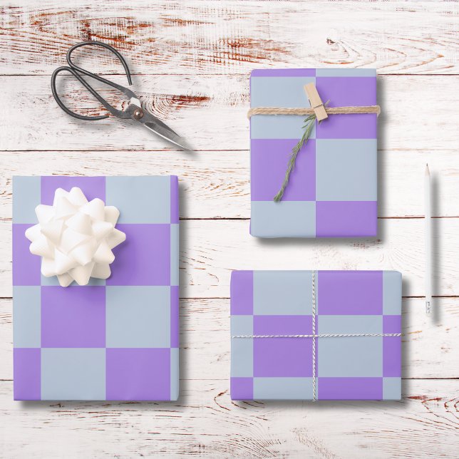 Soft Blue and Lavender Chequered Wrapping Paper Sheet (Creator Uploaded)