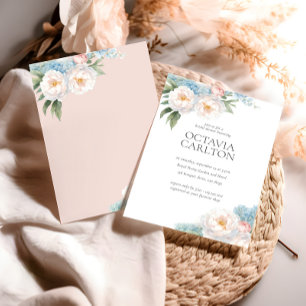 Soft Blue and Pink Flowers classic Bridal Shower Invitation
