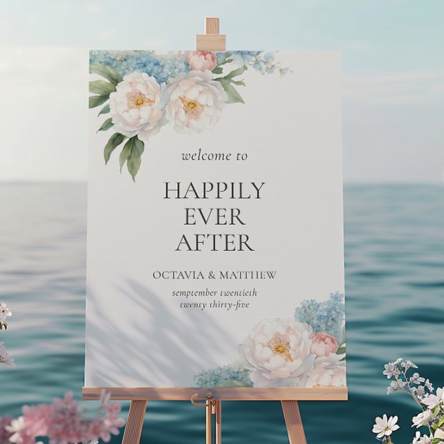 Soft Blue and Pink Flowers WEDDING WELCOME  Poster (Creator Uploaded)