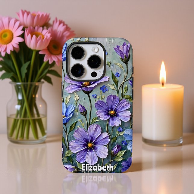 Soft Blue and Purple Floral Painting Case-Mate iPhone Case (Creator Uploaded)