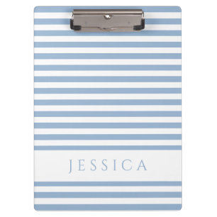Soft Blue And White Striped Pattern Name Clipboard
