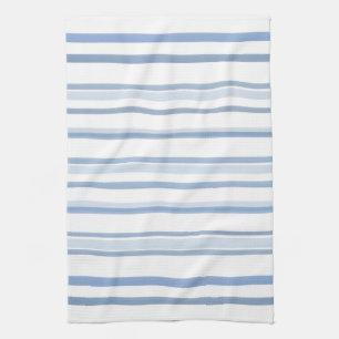 Soft Blue and White Watercolor Stripes Tea Towel