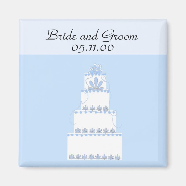 Soft Blue and White Wedding Cake Magnet (Front)