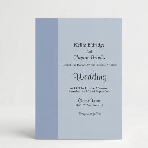 Soft Blue Bar Minimalist Modern Wedding Invitation