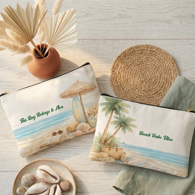 Soft Blue Beach Serenity Minimal Elegant Coastal  Accessory Pouch (Creator Uploaded)