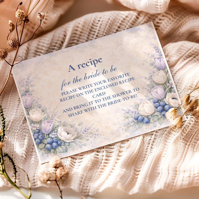 Soft Blue Berry Botanicals Bridal Shower Enclosure Card (Creator Uploaded)