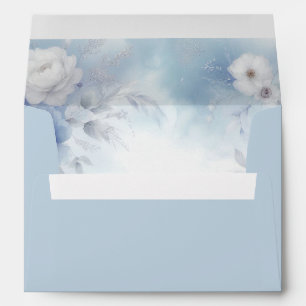 Soft Blue Blossoms and Lavender Mist Wedding Envelope