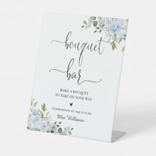 Soft Blue Botanical Bridal Shower Bouquet Bar Sign