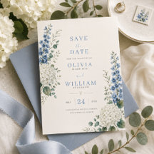 Soft Blue Botanical Save the Date