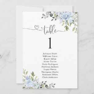 Soft Blue Botanical Table Number Seating Chart