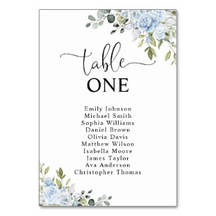 Soft Blue Botanical Table Number Seating Chart