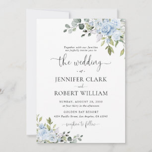 Soft Blue Botanical Wedding Invitation