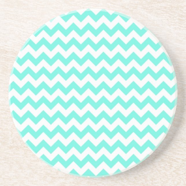 Soft Blue Chevron Coaster (Front)