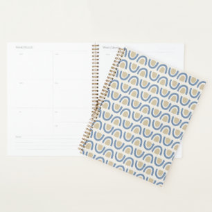 Soft Blue Coastal Arch Geometric Pattern Planner