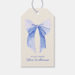 Soft Blue Coquette Bow Personalized Gift From  Tags