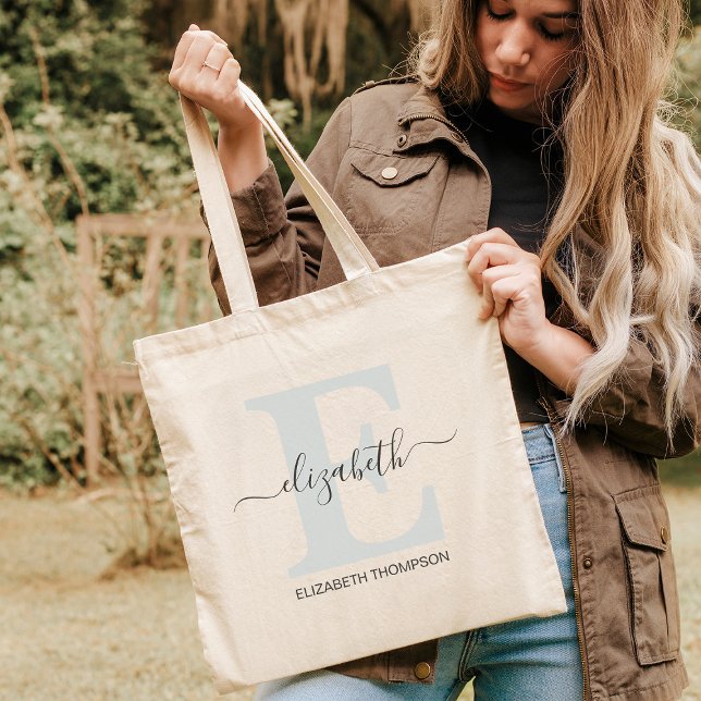 Soft Blue Customised Bridal Party Bridesmaid Gift Tote Bag (Creator Uploaded)