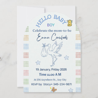 Soft Blue Customizable Baby Shower Card