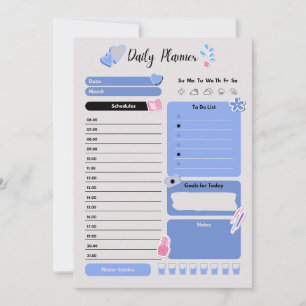 Soft Blue Daily Planner with Mood & Water Track Holiday Card