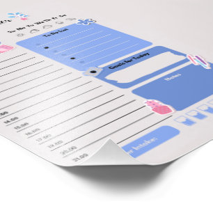 Soft Blue Daily Planner with Mood & Water Track Photo Print