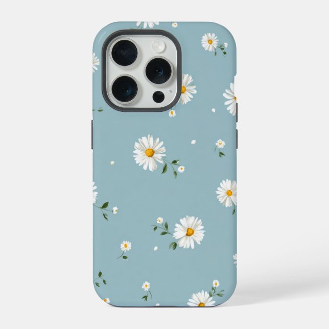 Soft Blue Daisies – Fresh Floral Pattern iPhone Case (Back)