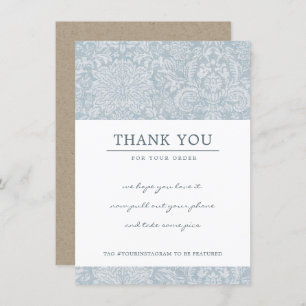 SOFT BLUE DAMASK PATTERN CORPORATE BUSINESS LOGO THANK YOU CARD