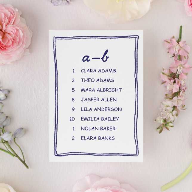 Soft Blue Doodle Wedding Seating Chart Card (Creator Uploaded)