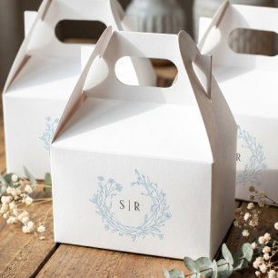 Soft Blue Elegant Floral Monogram Wedding Guest Favour Box